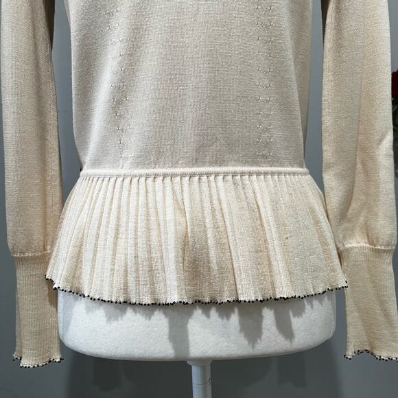 NEW Sigrid Olsen Silk Wool Peplum Flutter Lace Bead Cardigan Sweater Y2K XS NWT - Picture 8 of 16